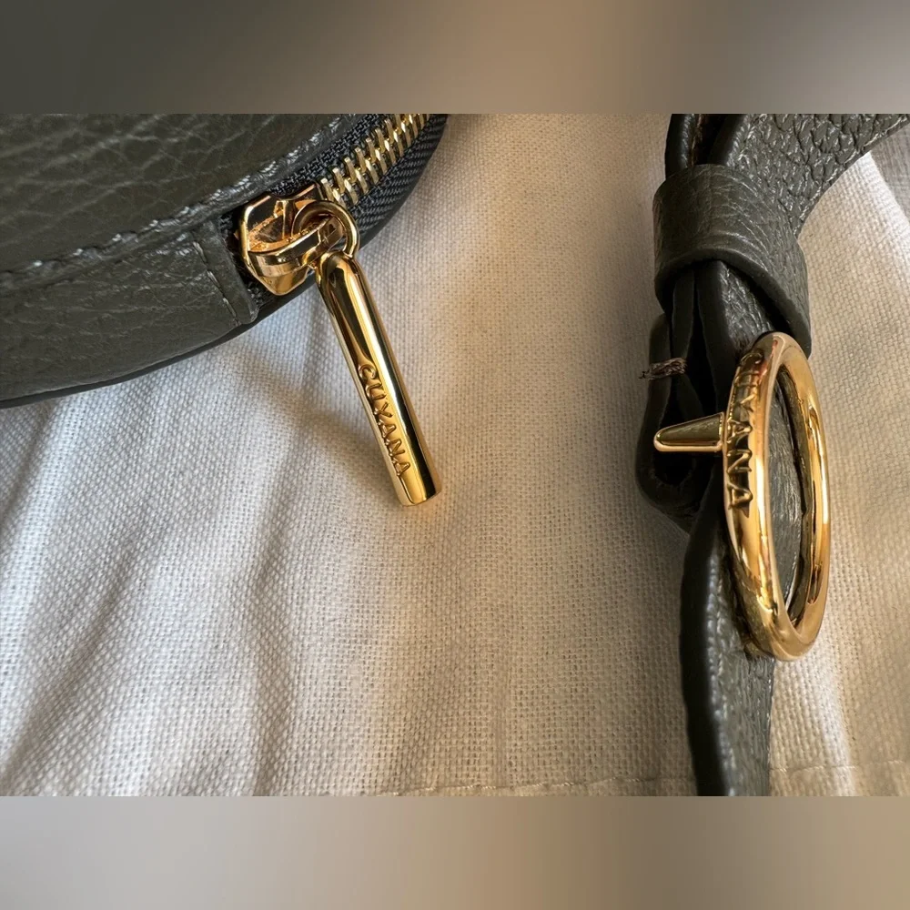 Like New CUYANA Top Handle Crossbody Bag in Dark Olive Pebbled Leather